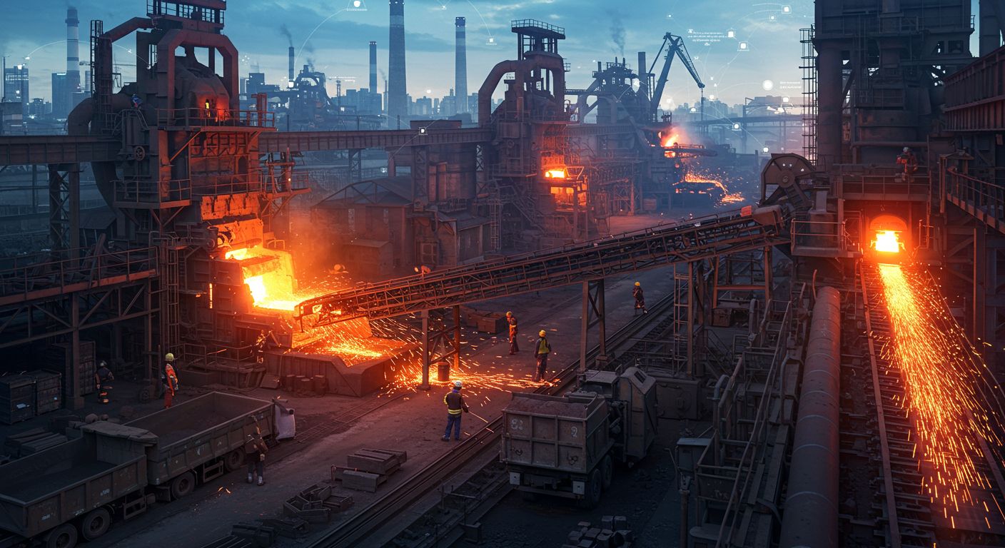 Производственный процесс на заводе металлоизделий