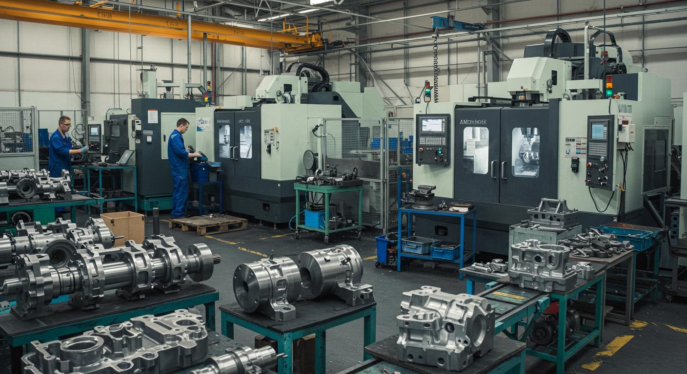 Производство металлических деталей на заводе